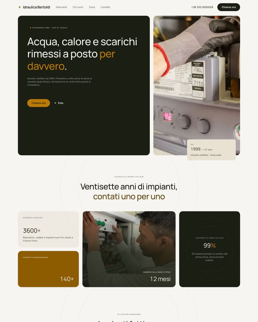 Signature Template per Tecnico & idraulico: il sito dimostrativo visto per intero
