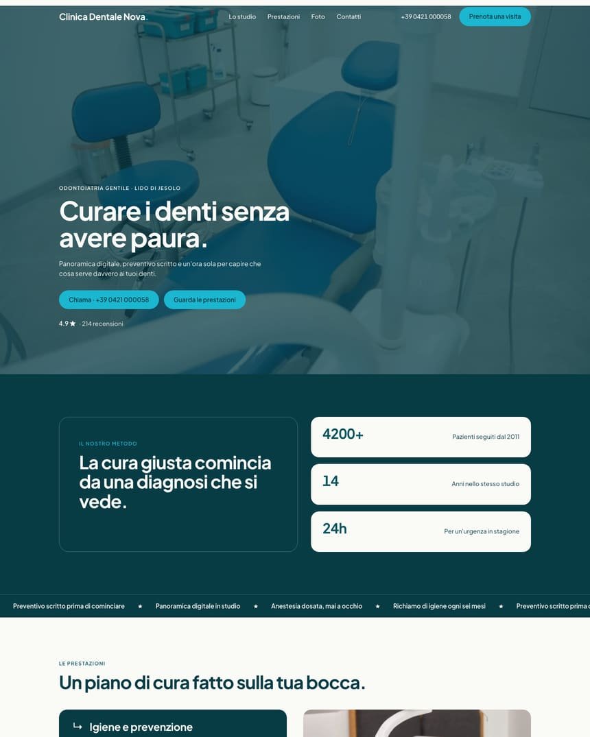 Signature Template per Dentista: il sito dimostrativo visto per intero
