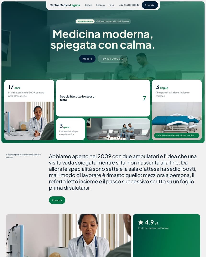 Signature Template per Studio medico: il sito dimostrativo visto per intero
