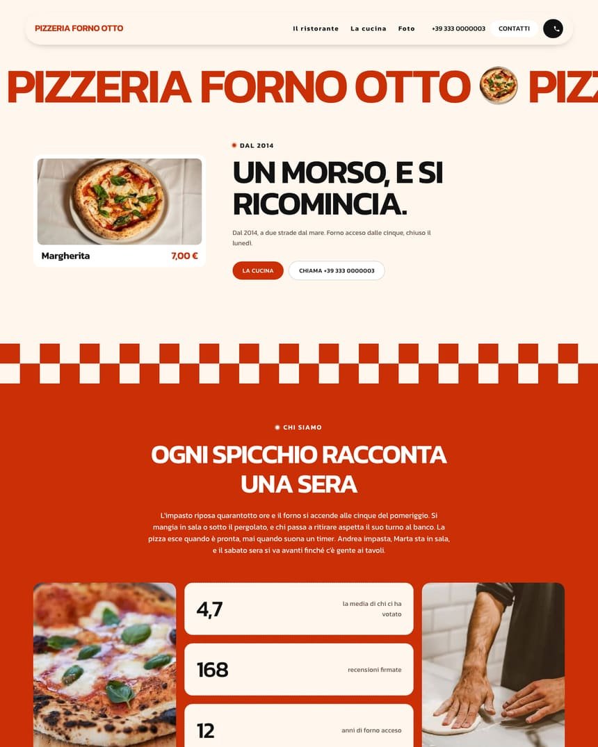 Signature Template per Pizzeria: il sito dimostrativo visto per intero
